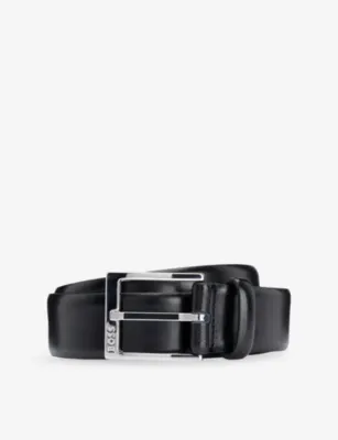 BOSS Branded-Buckle Leather Belt - DARK BROWN - 32