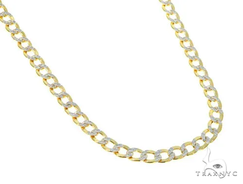JALGAS - MELANO CREATION 10K Yellow Gold Pave Hollow Curb Chain 4.5mm 57613 in 22 Inches – Chain