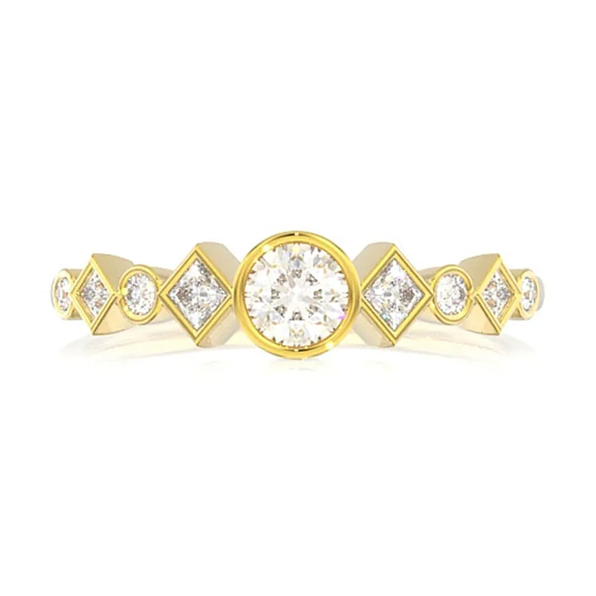 For Him Nine Stone Round & Princess Diamond Ring in Rose Gold / Natural Diamond – Ring