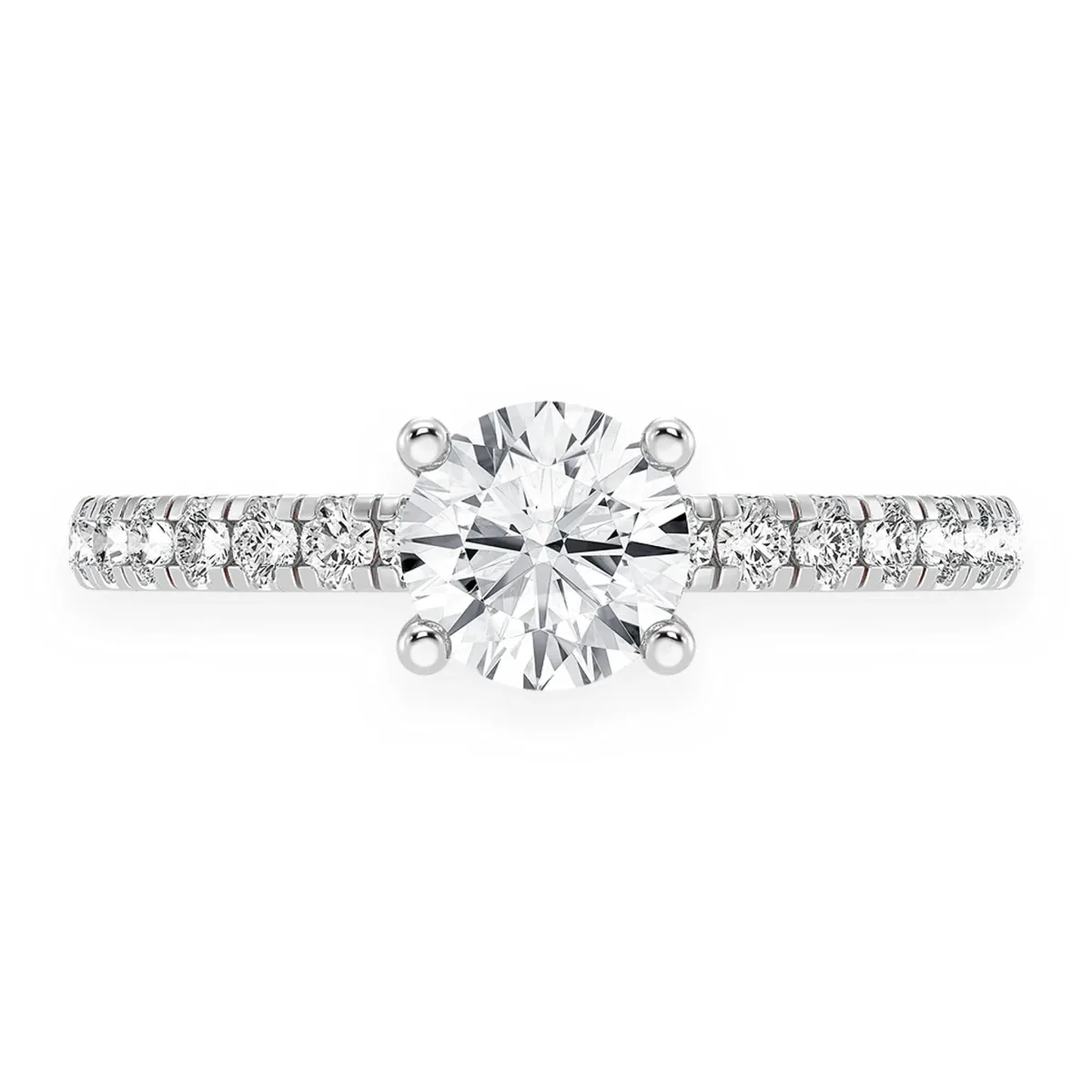 For Him Round Solitaire One Row Under Halo Ring