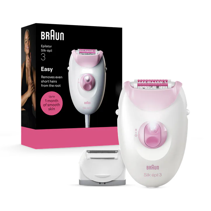 BRAUN Silk·épil 3, Corded Epilator, Lasting Smooth Skin, 3-031, Pink