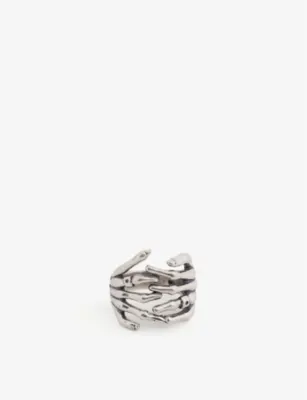 SERGE DENIMES Skeleton hands sterling silver ring - S