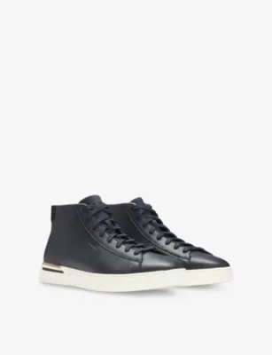 BOSS Debossed-Branding Leather High-Top Trainers - EUR 41 / 7 UK MEN detail 3