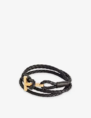 TOM FORD Braided Wrap Leather Bracelet - L