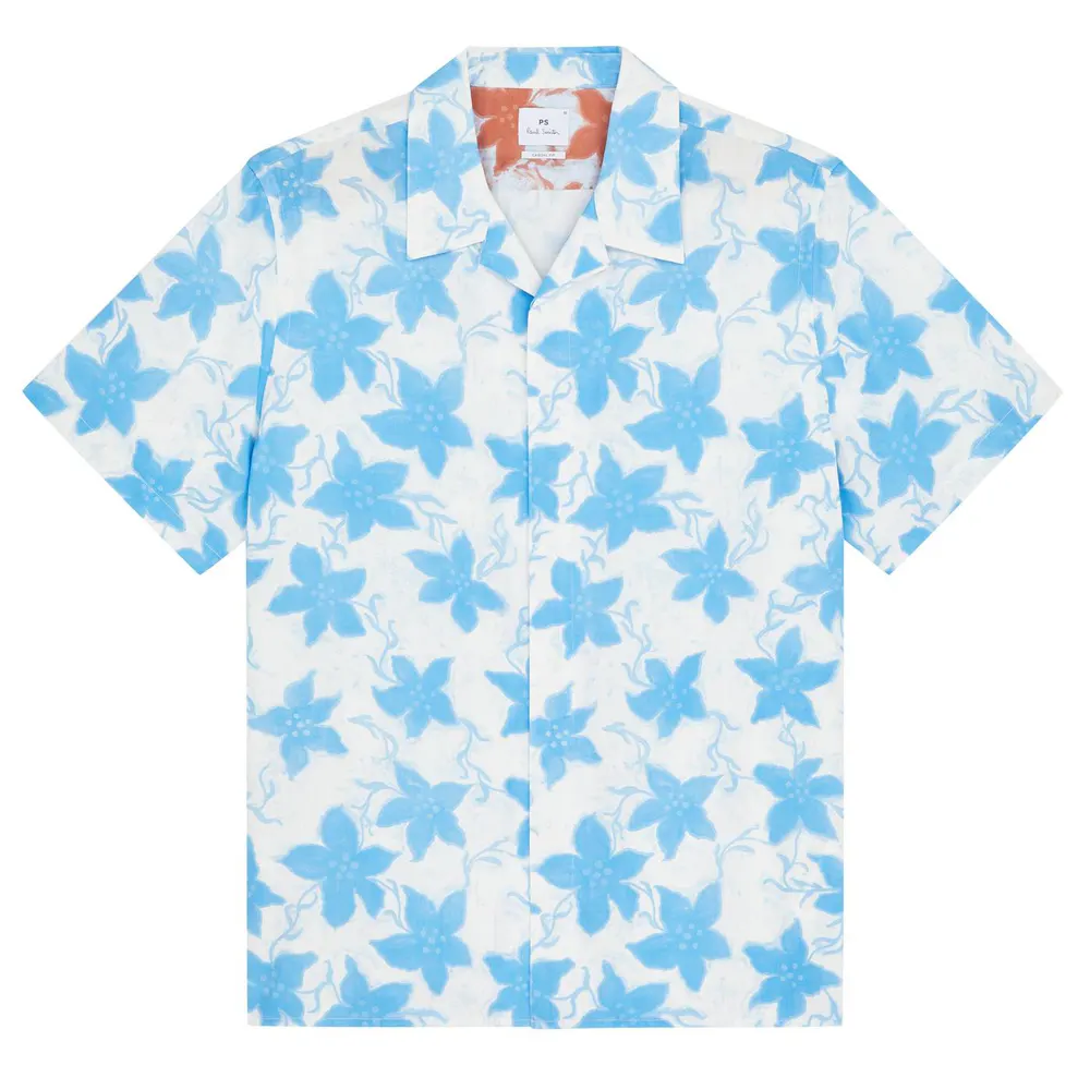 PS Paul Smith Men's Floral Short Sleeve Tailored Fit Shirt