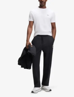 BOSS Brand-Embroidered Relaxed-Fit Cotton-Blend Jogging Bottoms detail 2