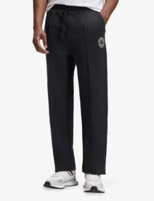 BOSS Brand-Embroidered Relaxed-Fit Cotton-Blend Jogging Bottoms detail 3