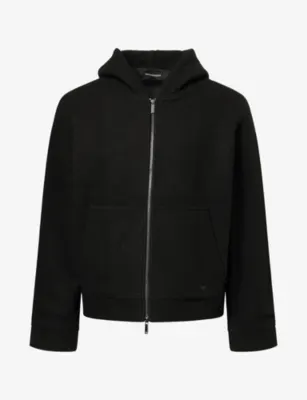 EMPORIO ARMANI Hooded Zip-Up Wool-Blend Jacket