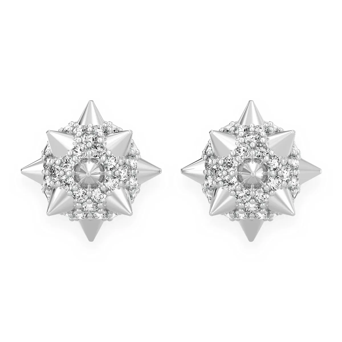 For Him Spike Ball Diamond Stud Earrings in White Gold / Natural Diamond – Earring