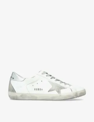 GOLDEN GOOSE Mens Superstar distressed leather low-top trainers - EUR 40 / 6 UK MEN in WHITE/OTH – Mens | Trainers | Lace up trainers