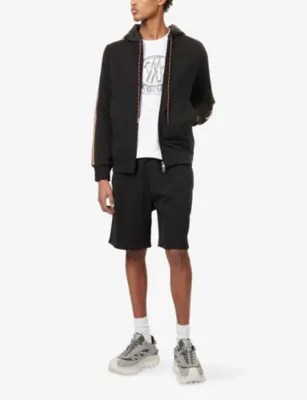 MONCLER Logo-Patch Striped Cotton Hoodie detail 2