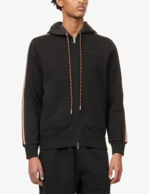 MONCLER Logo-Patch Striped Cotton Hoodie detail 3