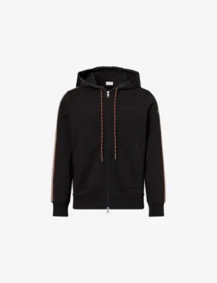 MONCLER Logo-Patch Striped Cotton Hoodie