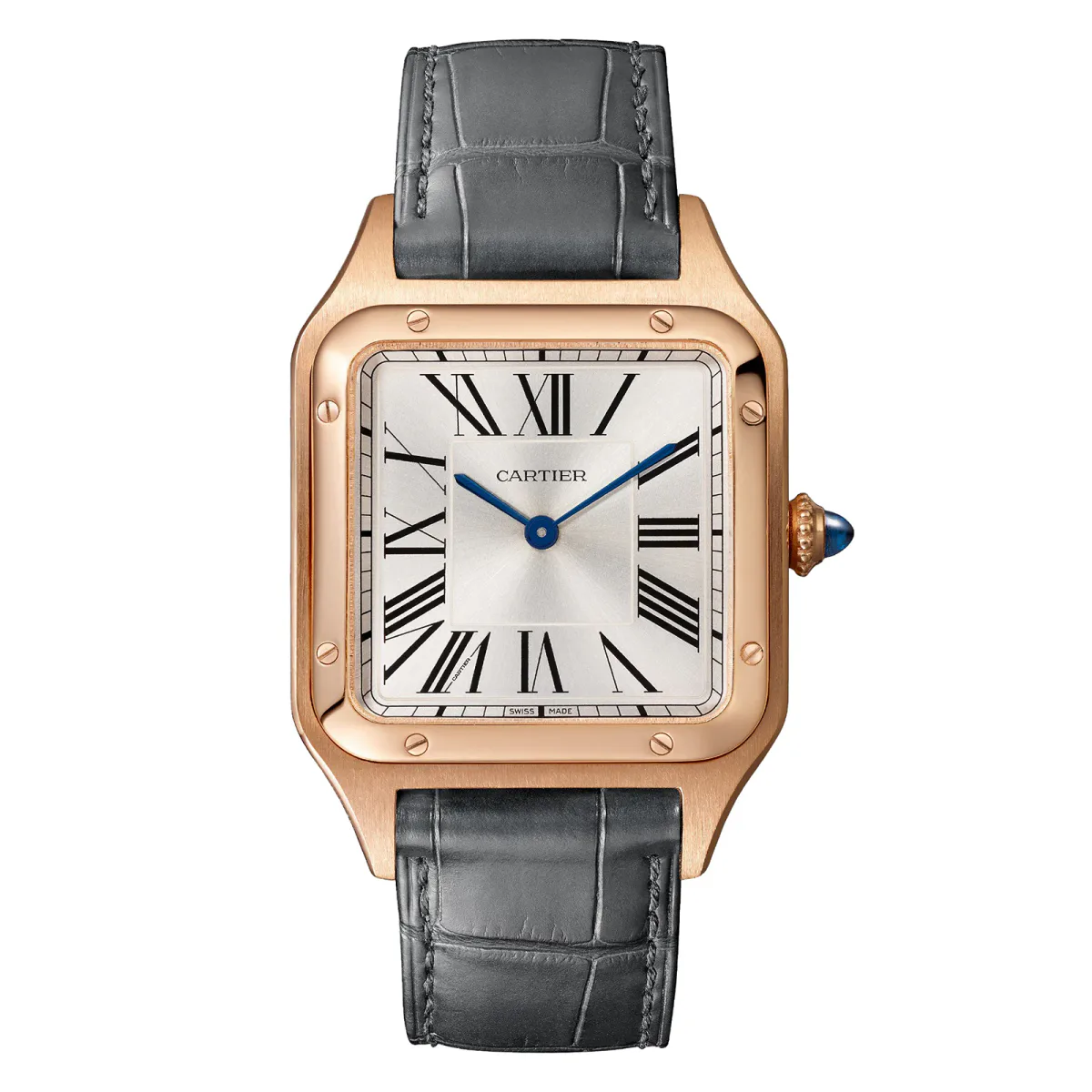 Cartier Santos-Dumont Watch Large Model, Quartz Movement, Rose Gold, Leather