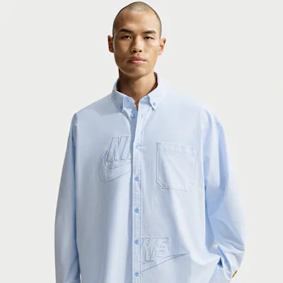 Nike Club Rules Men's Long-Sleeve Oxford Top - Psychic Blue/Psychic Blue in Psychic Blue/Psychic Blue – Nike men's and unisex