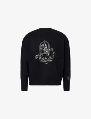 ONLY THE BLIND Midnight Porter Embroidered Knitted Jumper