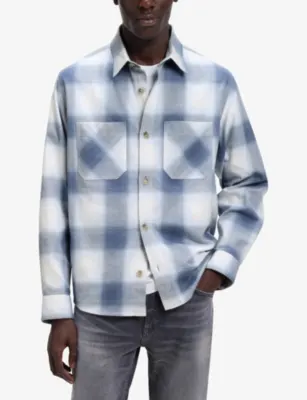HUGO Check-Pattern Oversized Cotton-Twill Shirt detail 3