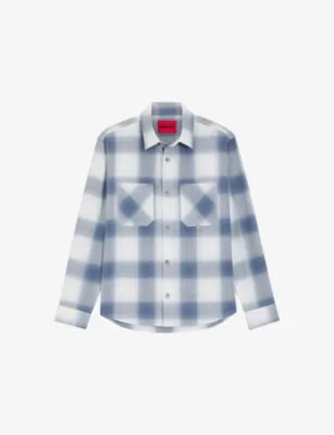 HUGO Check-Pattern Oversized Cotton-Twill Shirt