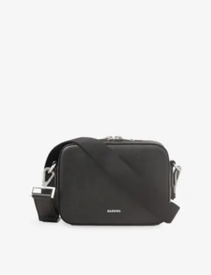 SANDRO Logo Reconstituted Leather Crossbody Bag - Noir / Gris - 1SIZE detail 2