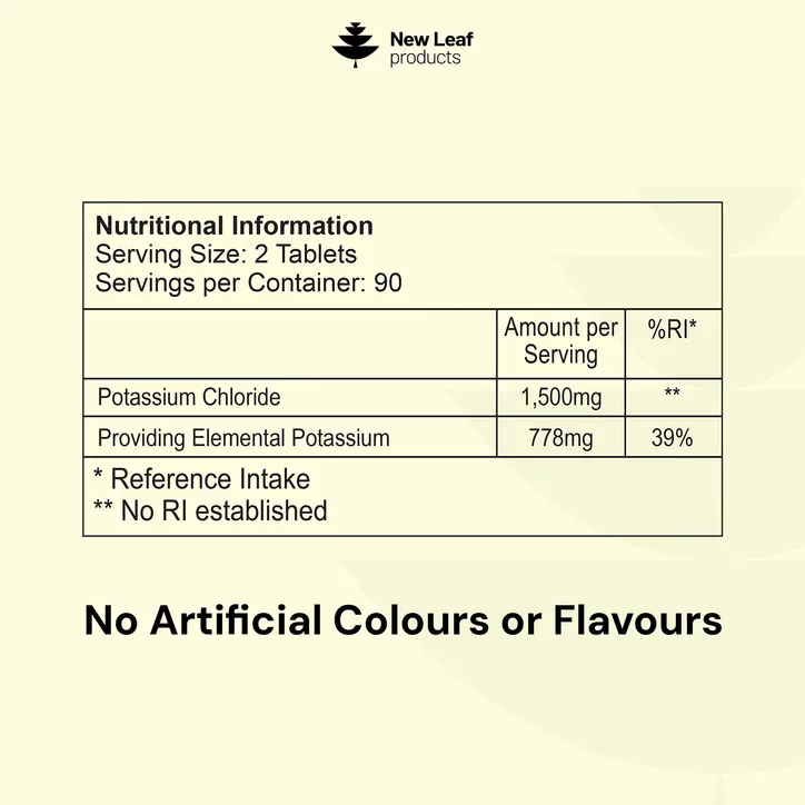 New Leaf Products Potassium Tablets 180 tablets detail 3