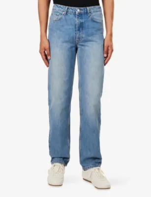 SIMKHAI Mid-Wash Straight-Leg Denim Jeans detail 3