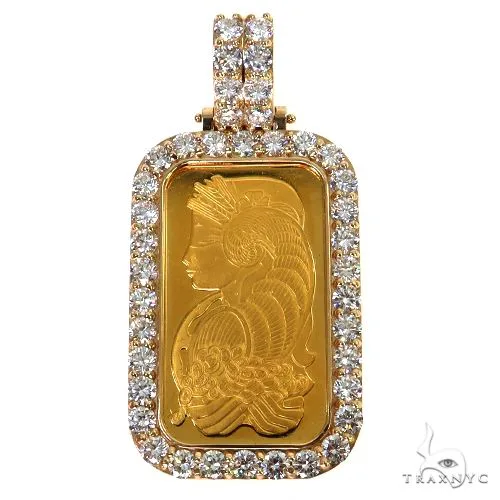 AHMED - For Him CVD 1 Ounce 24 Karat Suisse Pamp Bar & Diamond Frame Pendant (Lab) 68239 – Pendant