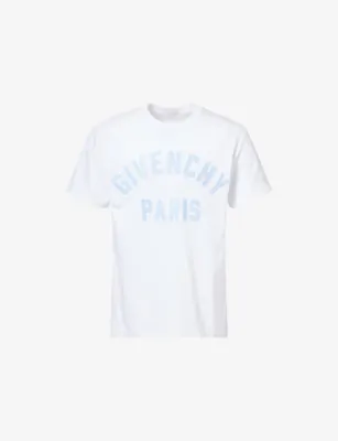 GIVENCHY Appliqué Logo-Text Cotton T-Shirt - BEIGE in WHITE – Mens | Tops & t-shirts | T-Shirts | Plain T-Shirts