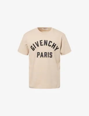 GIVENCHY Appliqué Logo-Text Cotton T-Shirt - BEIGE