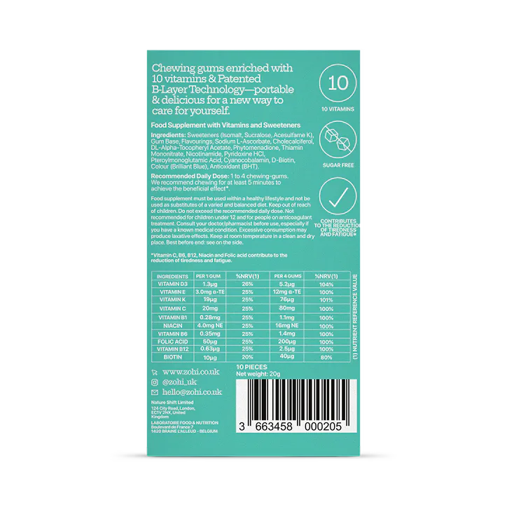 ZÖHI Multi-Vitamin Chewing Gum Ice Mint 10 Pieces, additional product view 2