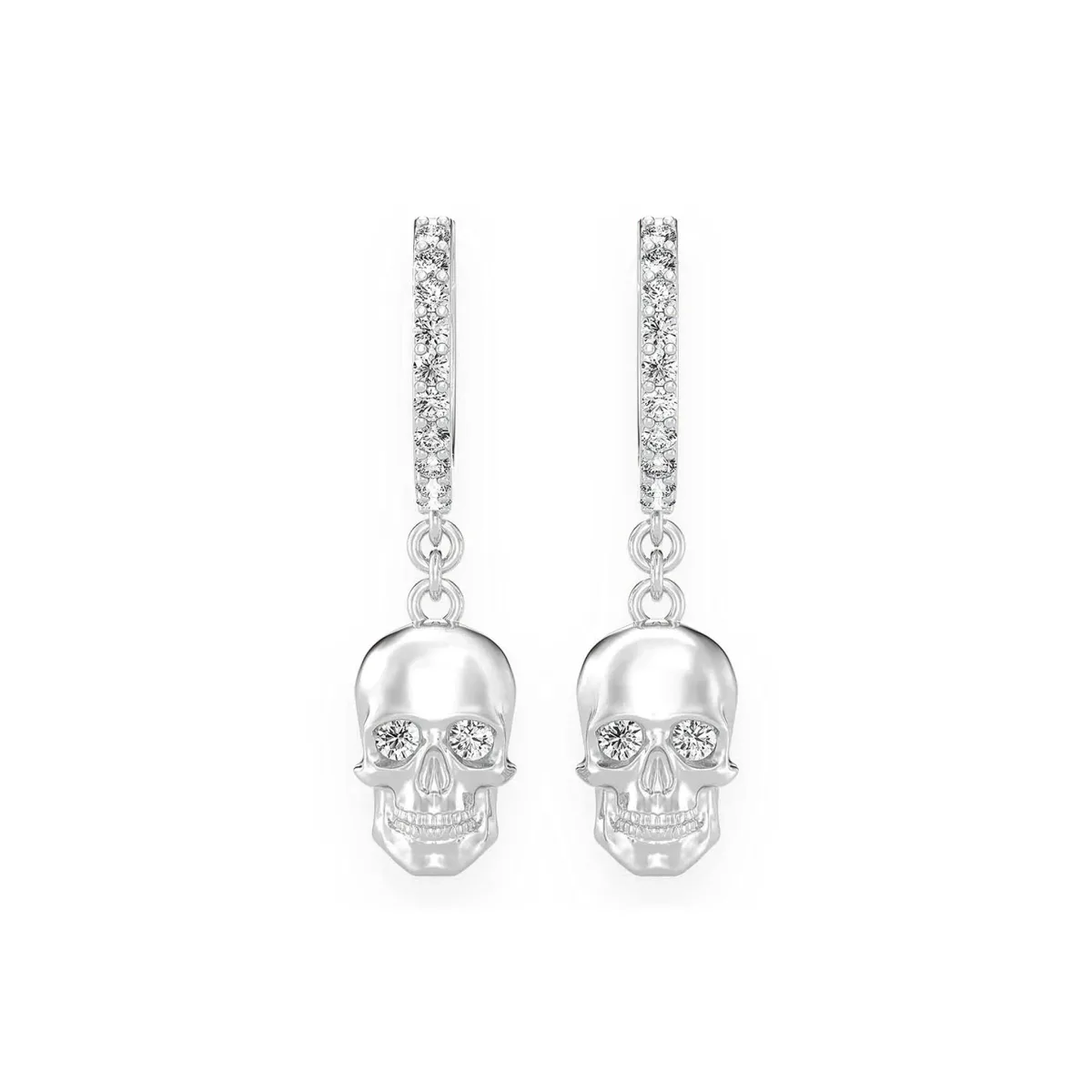 For Him Skull Diamond Hoop Drops in White Gold / Natural Diamond – Earring