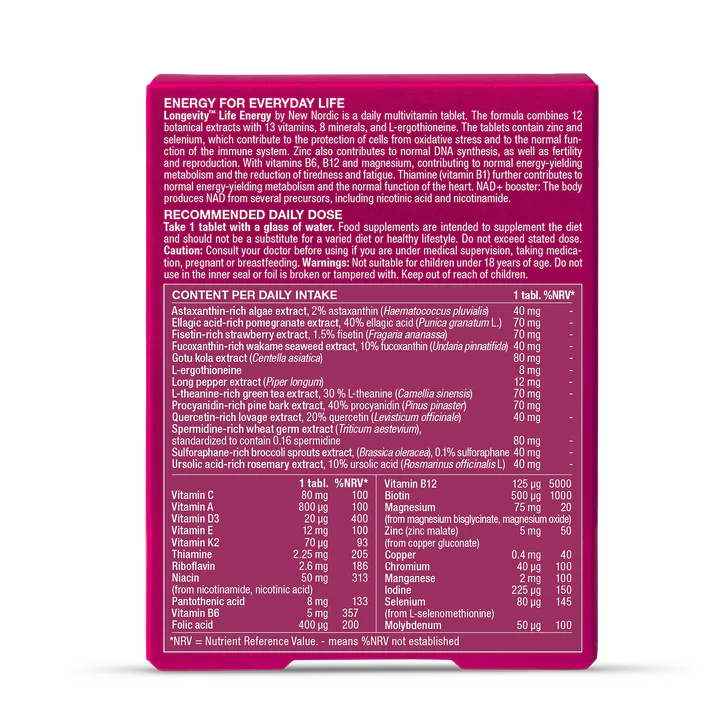 New Nordic Longevity Life Energy Multivitamin 30 Tablets detail 2