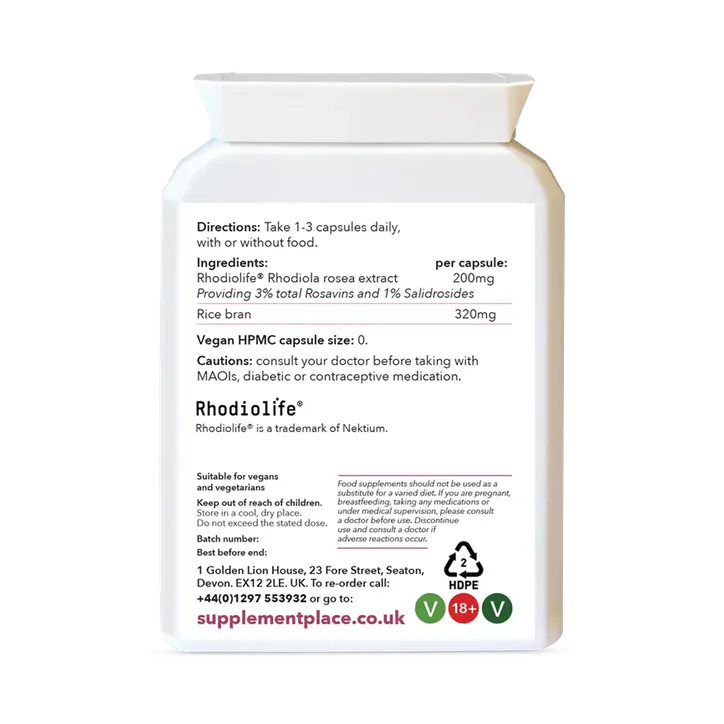 Supplement Place Rhodiola Rosea Root Extract | 200mg - 3% Rosavins | 60 Capsules, additional product view 2