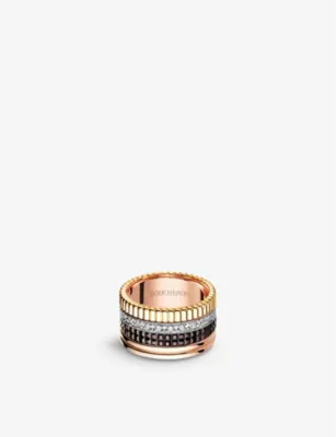 BOUCHERON Quatre Classique 18ct yellow-gold, white-gold, pink-gold and 0.49ct diamond ring - 48mm – Mens | Jewellery | Rings