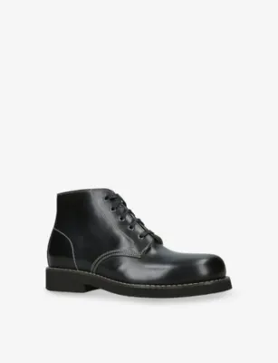 LEMAIRE Stitch Leather Derby Boots - EUR 46 / 12 UK MEN in BLACK, additional product view 3