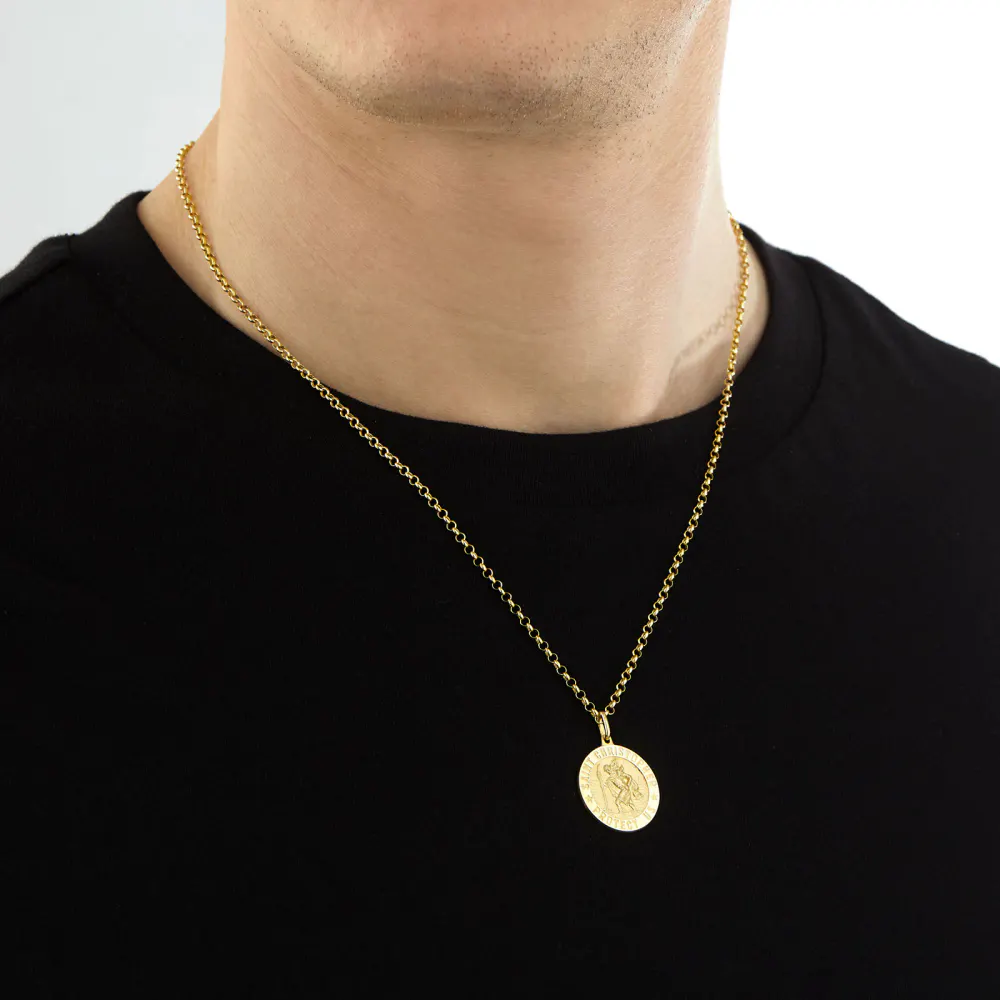 For Him 9ct Yellow Gold Large St Christopher detail 2