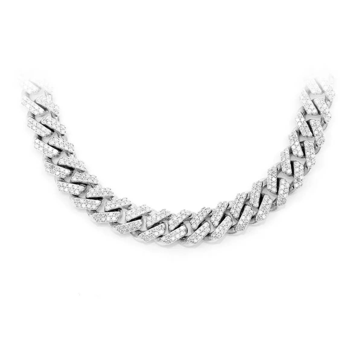 For Him Raised Cuban Diamond Necklace in 9mm / 13.00ctw / White Gold / 22" – Necklace