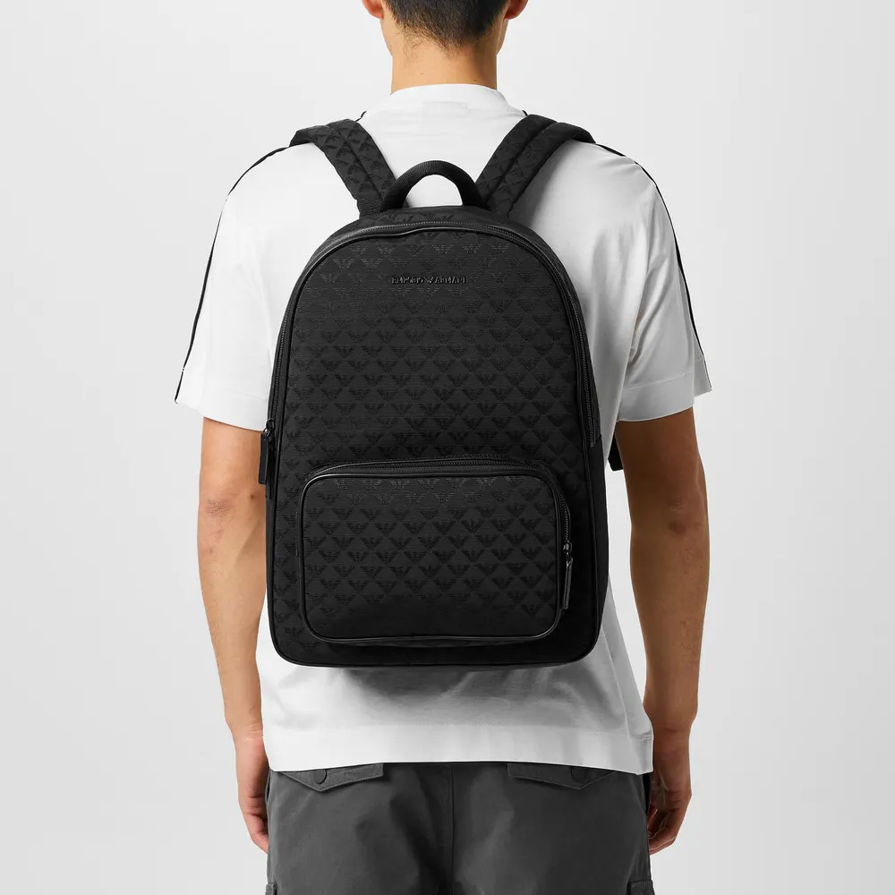 Emporio Armani Men's All Over Jacquard Quilted Zip Backpack detail 2