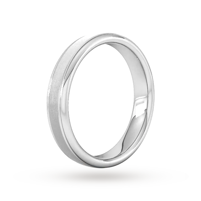 For Him 4mm Traditional Court Heavy Matt Centre With Grooves Wedding Ring In 18 Carat Yellow Gold detail 2