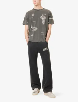 DUKE & DEXTER Sketch-Print Oversized Cotton T-Shirt detail 2