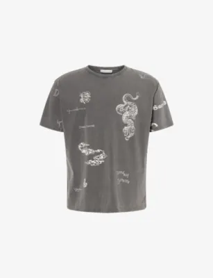 DUKE & DEXTER Sketch-Print Oversized Cotton T-Shirt
