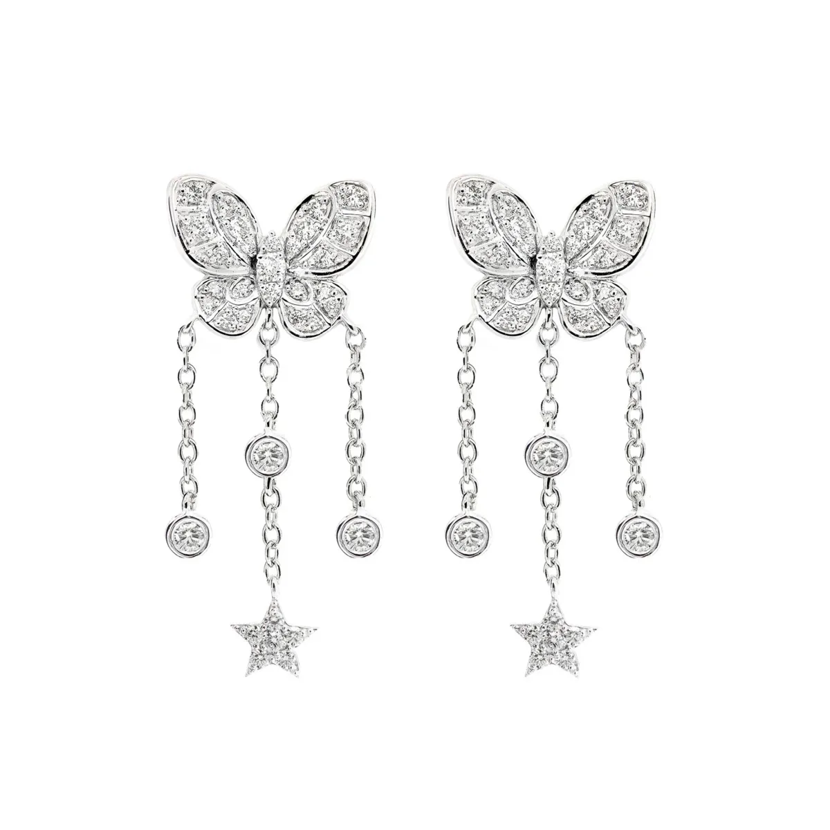 For Him Butterfly Star Diamond Drops in White Gold / Natural Diamond – Earring