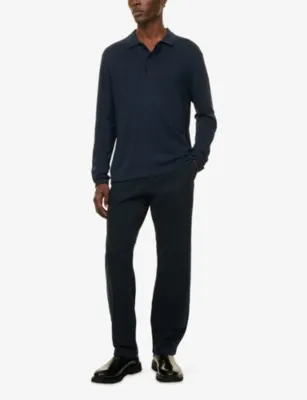 NN07 Sammy Cotton and Silk-Blend Polo Top in NAVY, additional product view 2