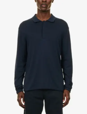 NN07 Sammy Cotton and Silk-Blend Polo Top in NAVY, additional product view 3