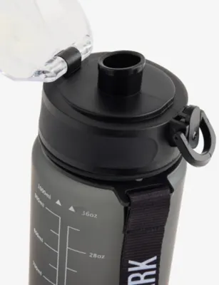 GYMSHARK Logo-Print Plastic Sports Bottle in BLACK, additional product view 2