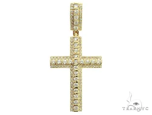 RINA - For Him FACTORY 10K Yellow Gold Tension Diamond Cross 65877 in Rose Gold – Pendant
