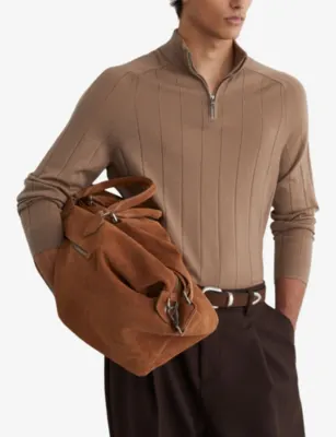 REISS Findlay Half-Zip Wide-Rib Merino Wool Jumper detail 3