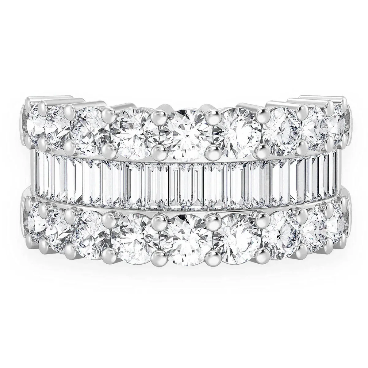 For Him Single Row Baguette Diamond Band Ring in White Gold / Natural Diamond – Ring