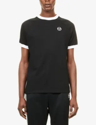SERGIO TACCHINI Pino Ringer Brand-Embroidered Cotton-Jersey T-Shirt in BLACK, additional product view 3