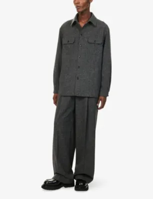 VALENTINO GARAVANI Patch-Pocket Oversize Wool-Blend Overshirt detail 2