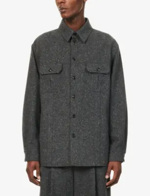 VALENTINO GARAVANI Patch-Pocket Oversize Wool-Blend Overshirt detail 3